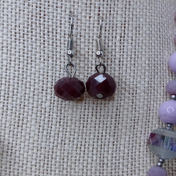 Crystal Beaded Circle Pendant Short Necklace Set - Picture 3 of 5